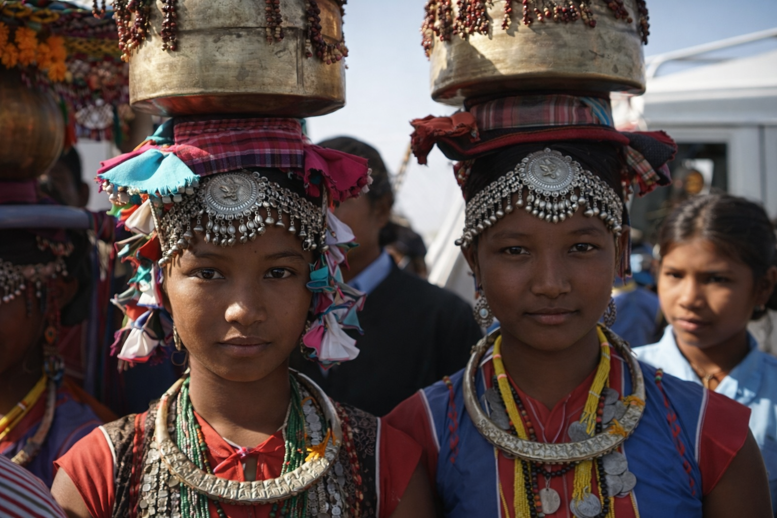 tharu girls in traditional outfit